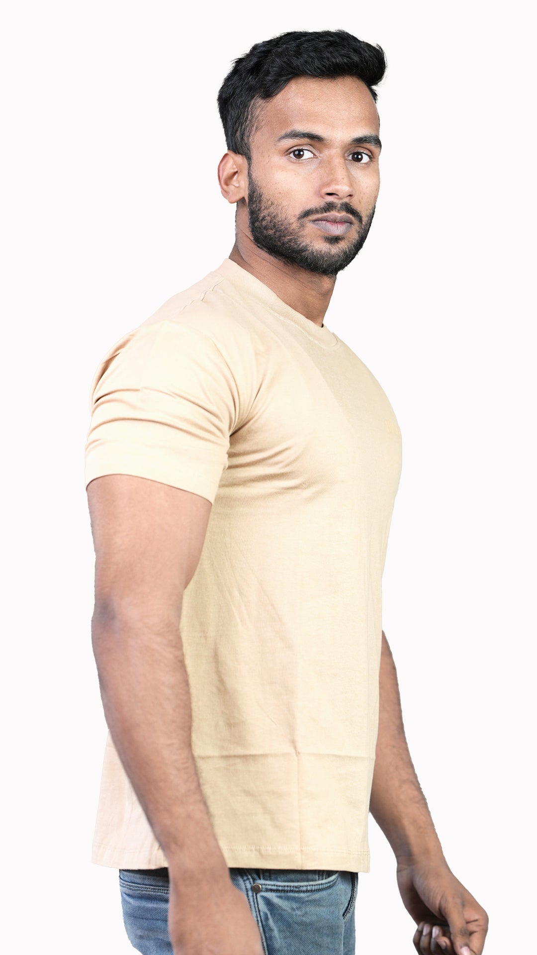 Biege NIUEMAN BASICS Regular Fit 100% Cotton T-Shirt