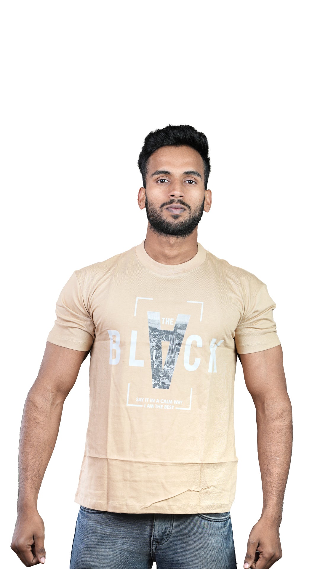 Biege Urban Essence Regular Fit 100% Cotton T-Shirt