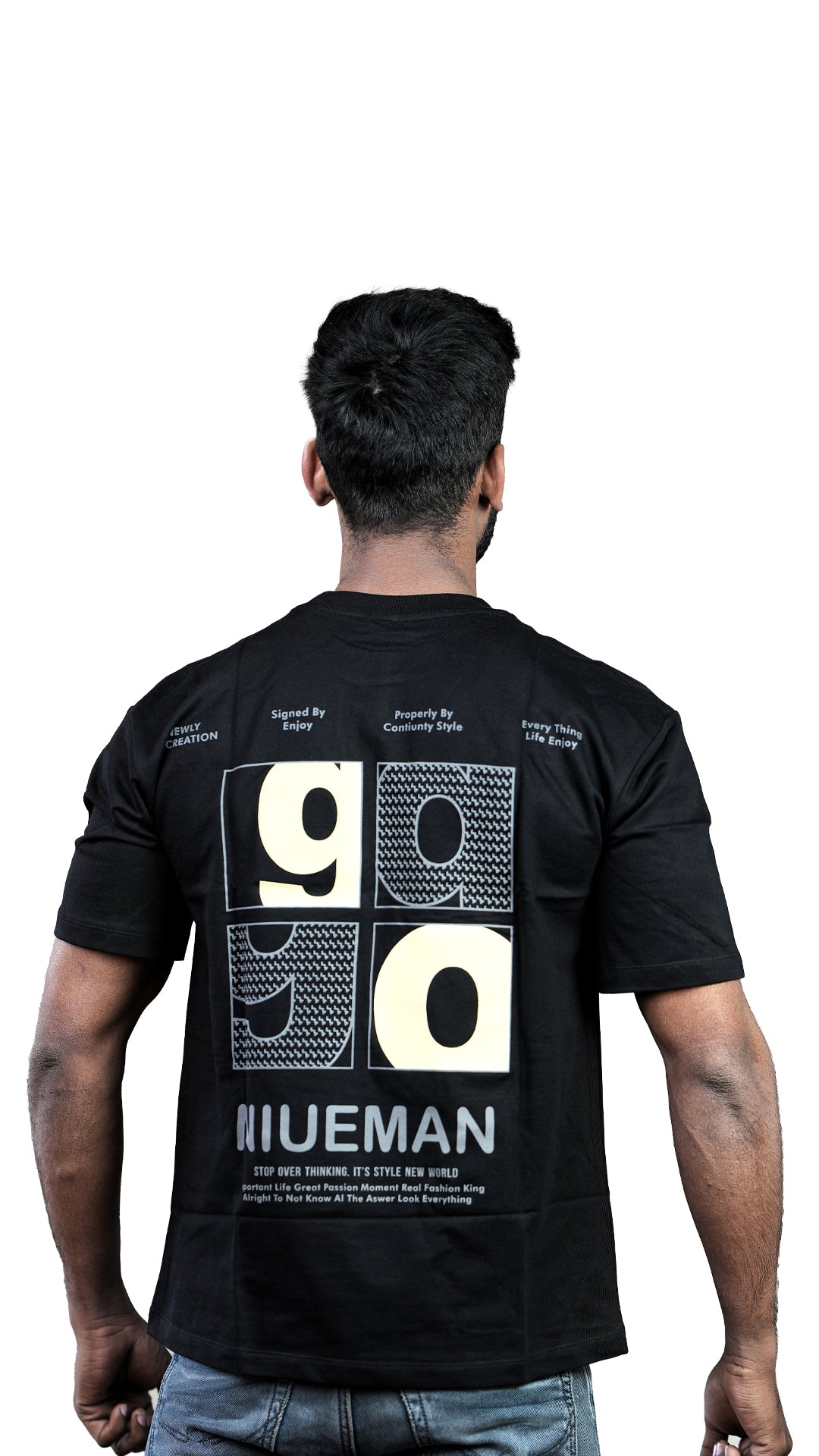 Black NIUEMAN NO 7 French Terry Drop Shoulder T-Shirt