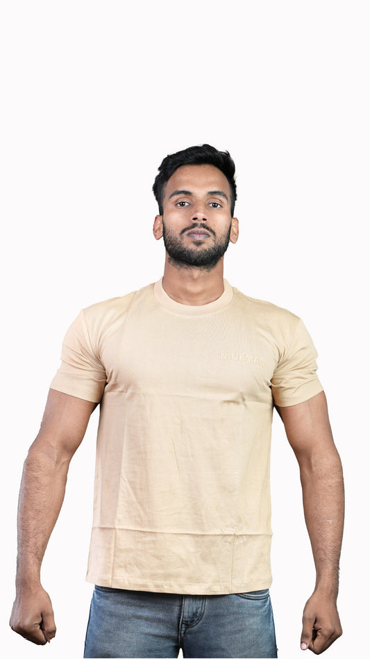 Biege NIUEMAN BASICS Regular Fit 100% Cotton T-Shirt