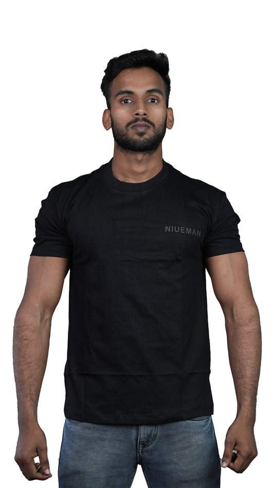 Black NIUEMAN BASICS Regular Fit 100% Cotton T-Shirt