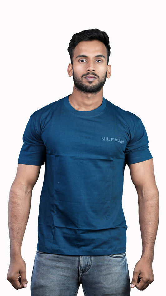 Blue NIUEMAN BASICS Regular Fit 100% Cotton T-Shirt