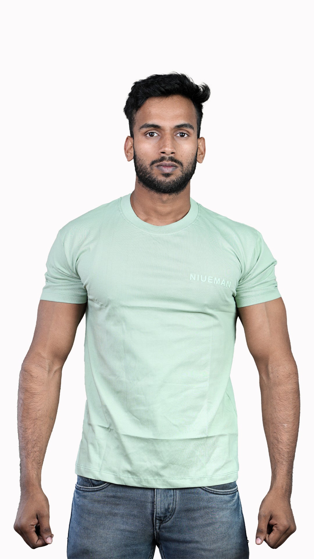 Light Green NIUEMAN BASICS Regular Fit 100% Cotton T-Shirt