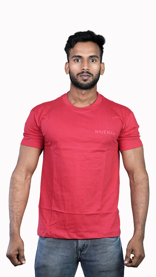 Light Red NIUEMAN BASICS Regular Fit 100% Cotton T-Shirt