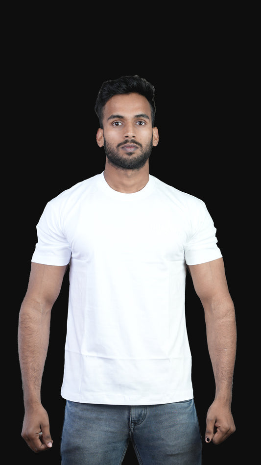White NIUEMAN BASICS Regular Fit 100% Cotton T-Shirt