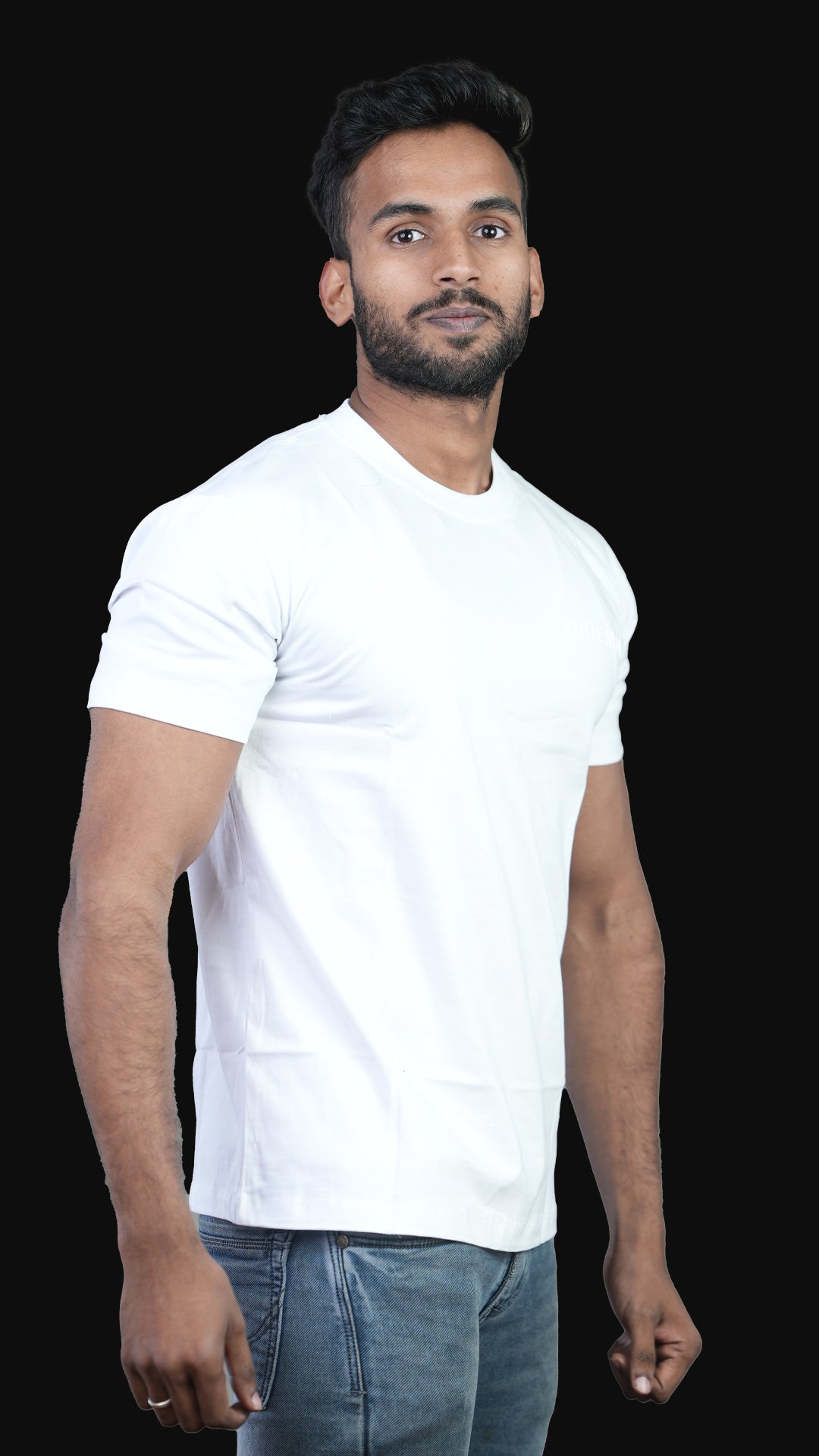 White NIUEMAN BASICS Regular Fit 100% Cotton T-Shirt
