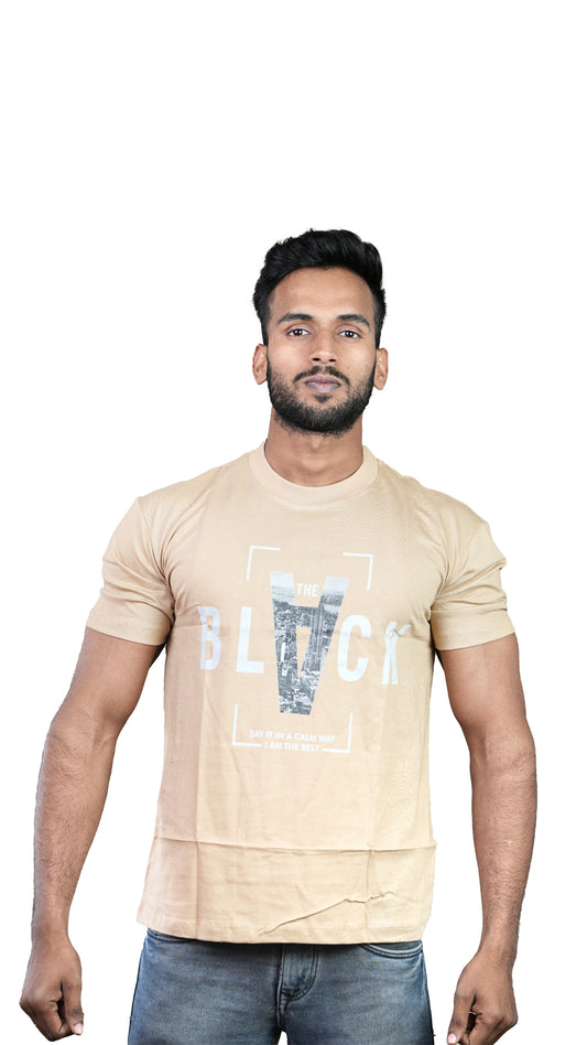 Biege Urban Essence Regular Fit 100% Cotton T-Shirt