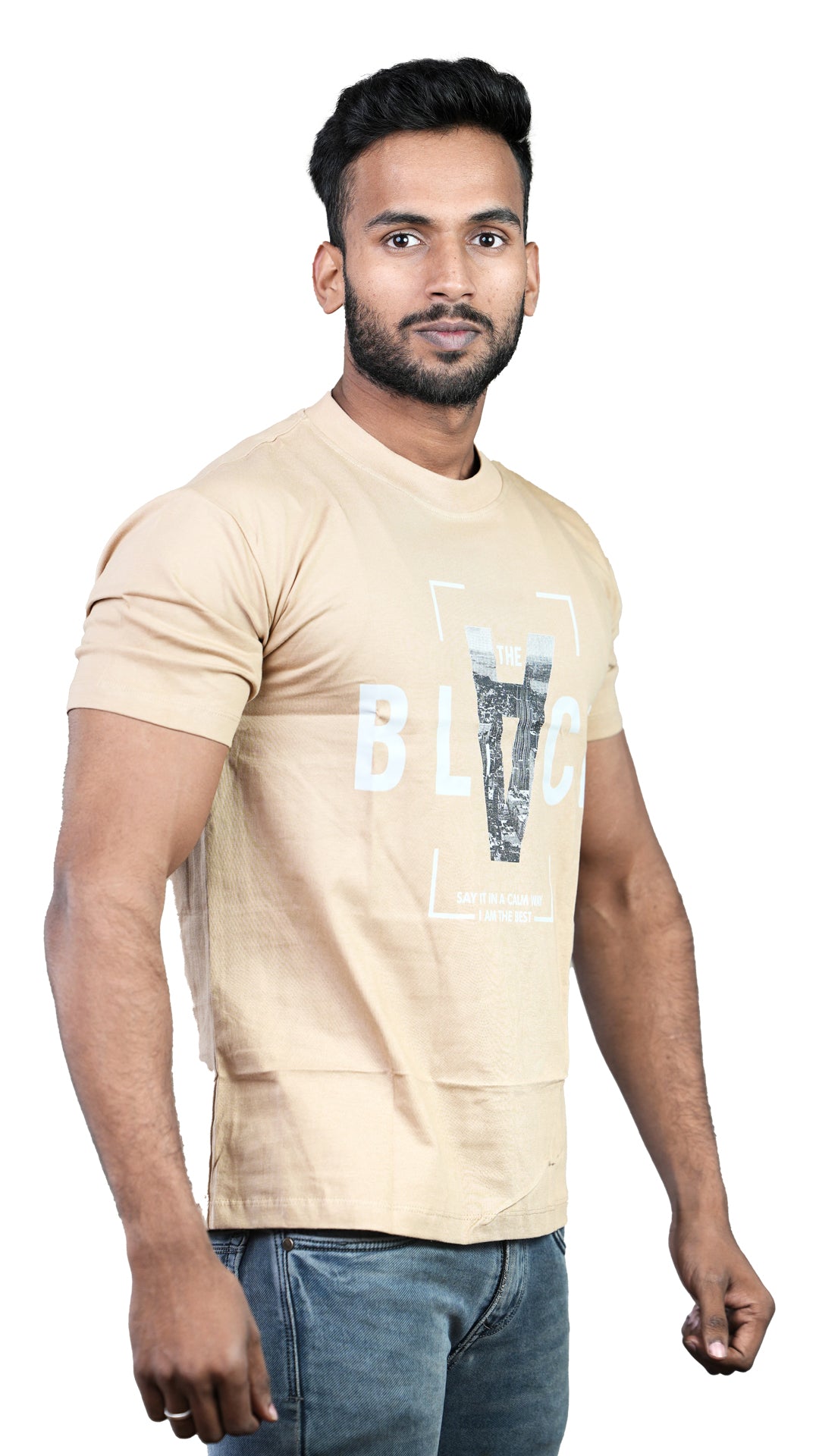 Biege Urban Essence Regular Fit 100% Cotton T-Shirt