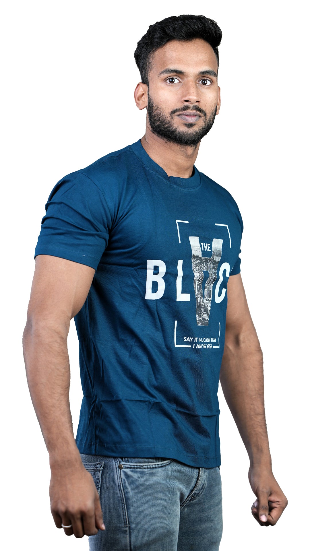 Blue Urban Essence Regular Fit 100% Cotton T-Shirt