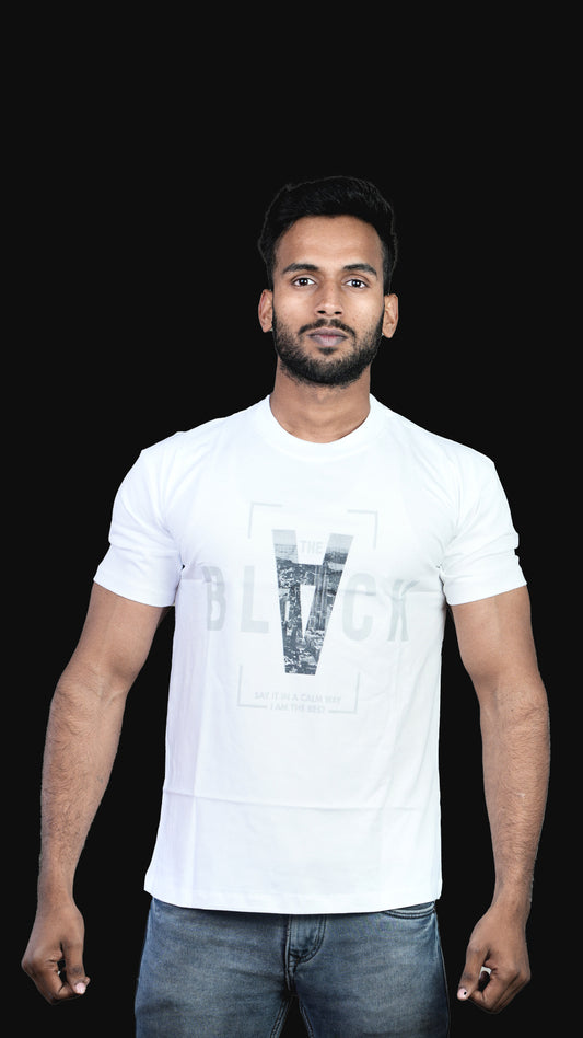 White Essence Regular Fit 100% Cotton T-Shirt