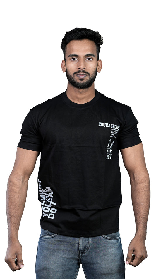 Black Courageous Regular Fit 100% Cotton T-Shirt