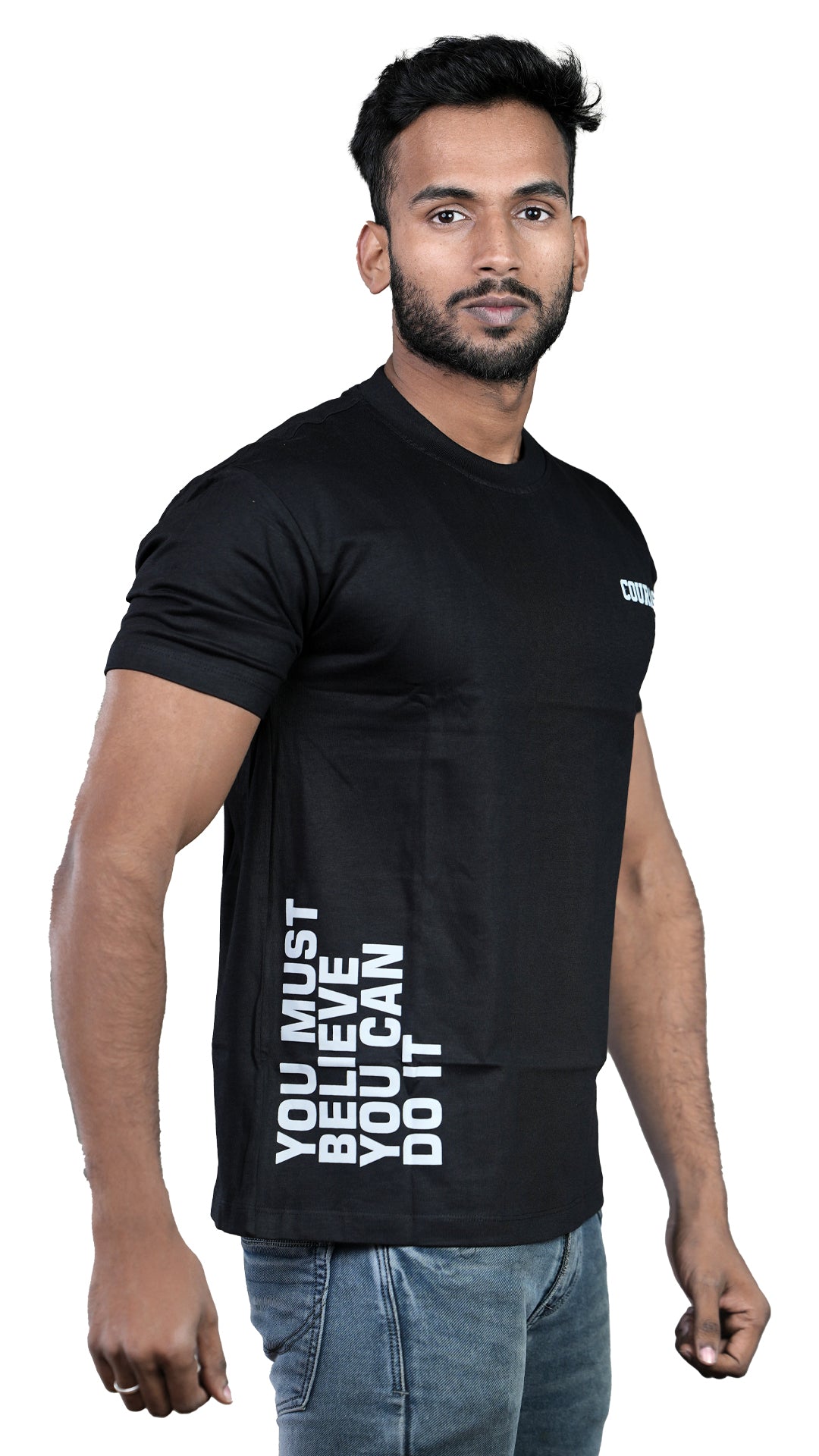 Black Courageous Regular Fit 100% Cotton T-Shirt