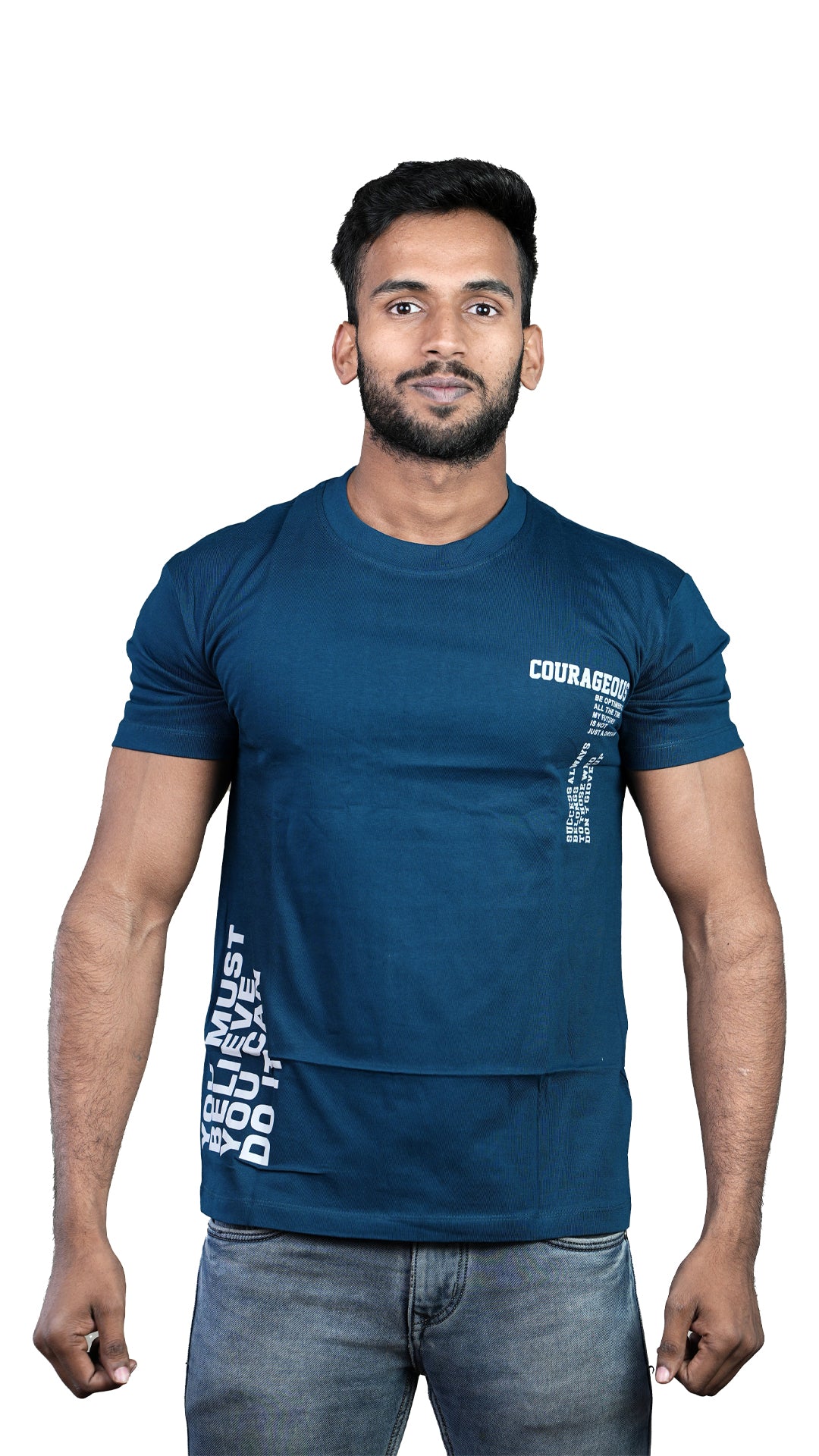 Blue Courageous Regular Fit 100% Cotton T-Shirt