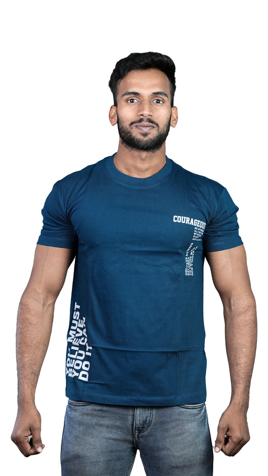 Blue Courageous Regular Fit 100% Cotton T-Shirt