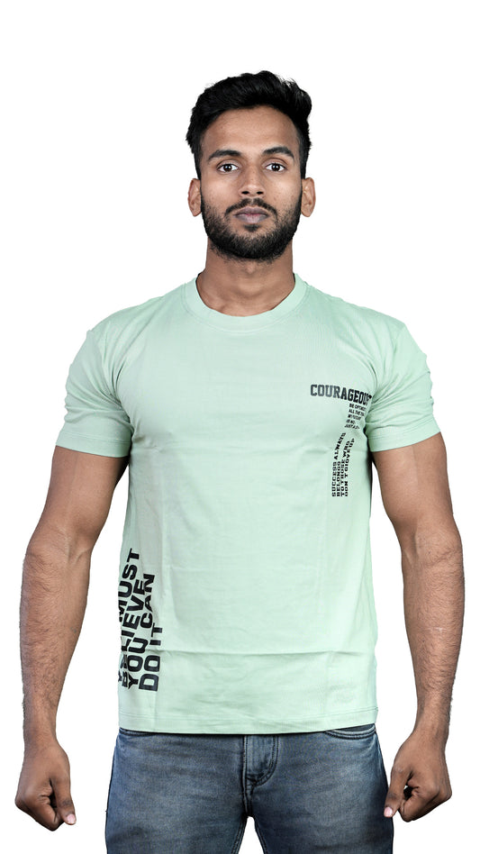 Light Green Courageous Regular Fit 100% Cotton T-Shirt