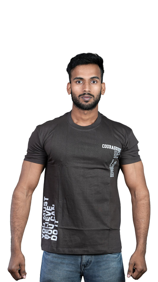 Major Brown Courageous Regular Fit 100% Cotton T-Shirt