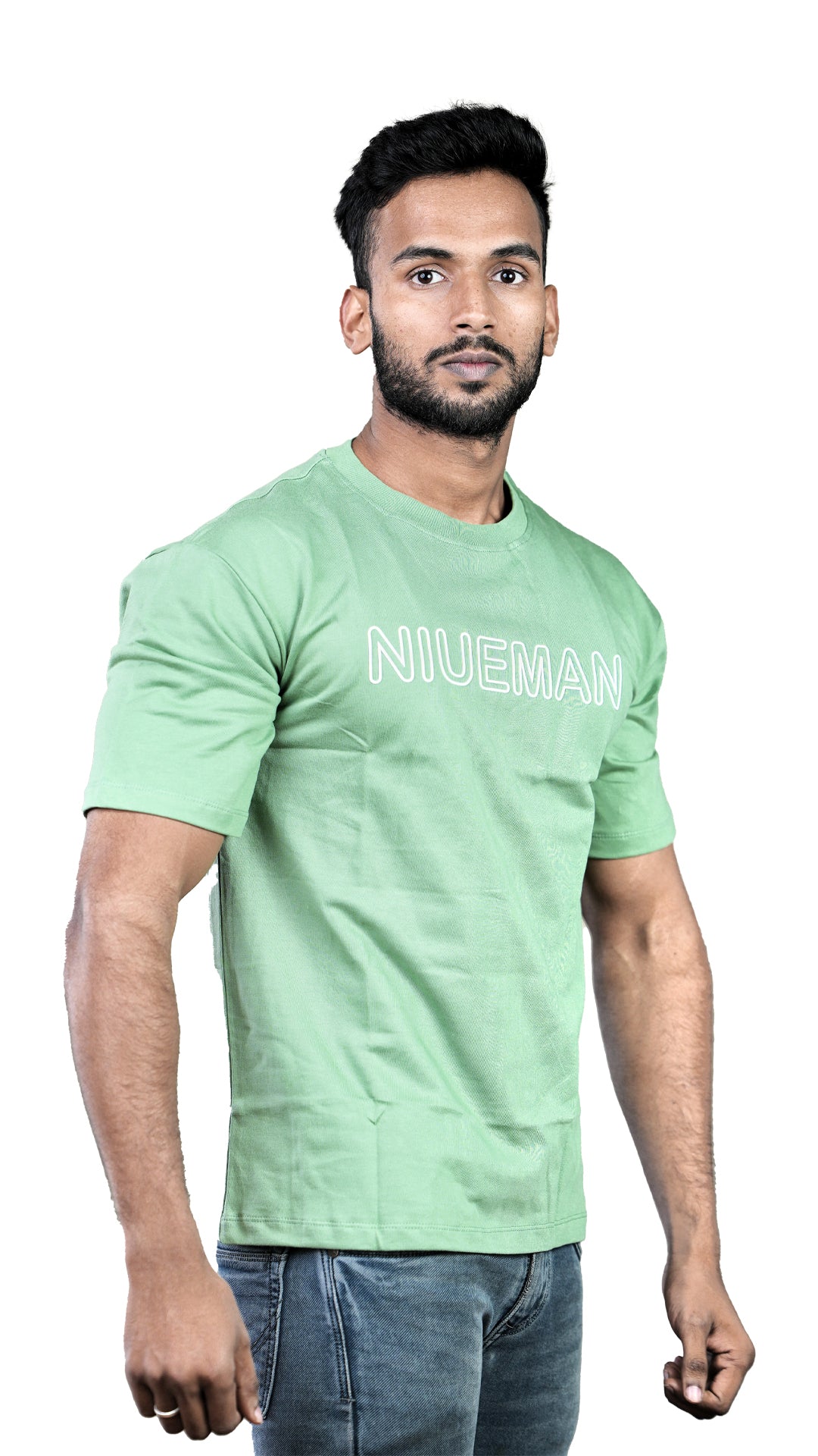 Apple Green NIUEMAN CLASSIC French Terry Drop Shoulder T-Shirt