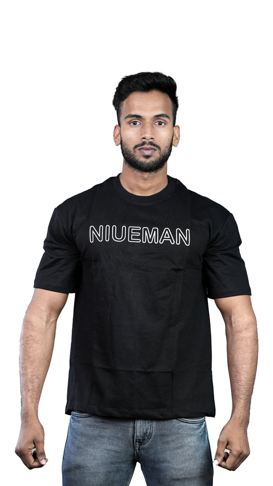 Black NIUEMAN CLASSIC French Terry Drop Shoulder T-Shirt
