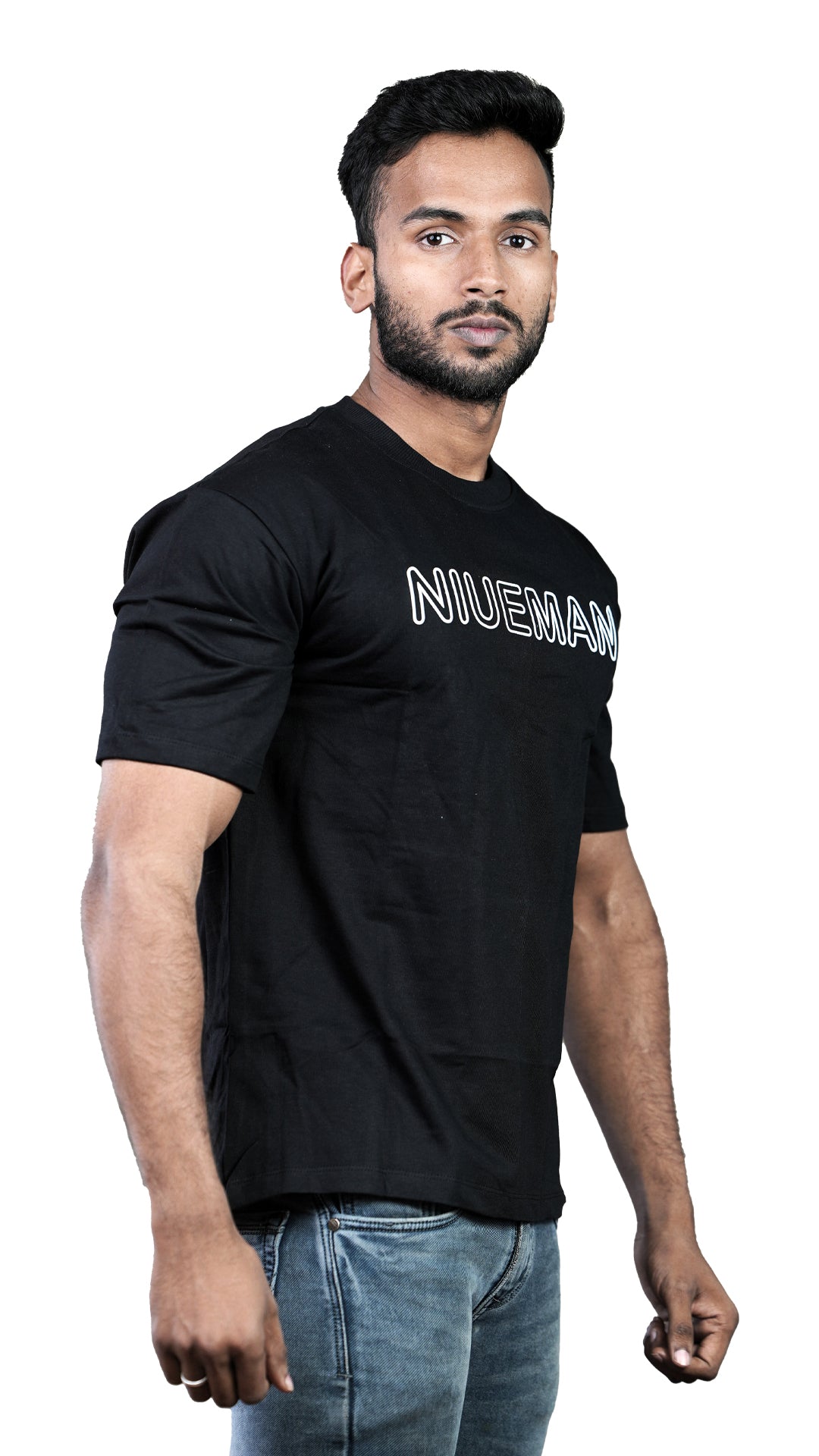 Black NIUEMAN CLASSIC French Terry Drop Shoulder T-Shirt