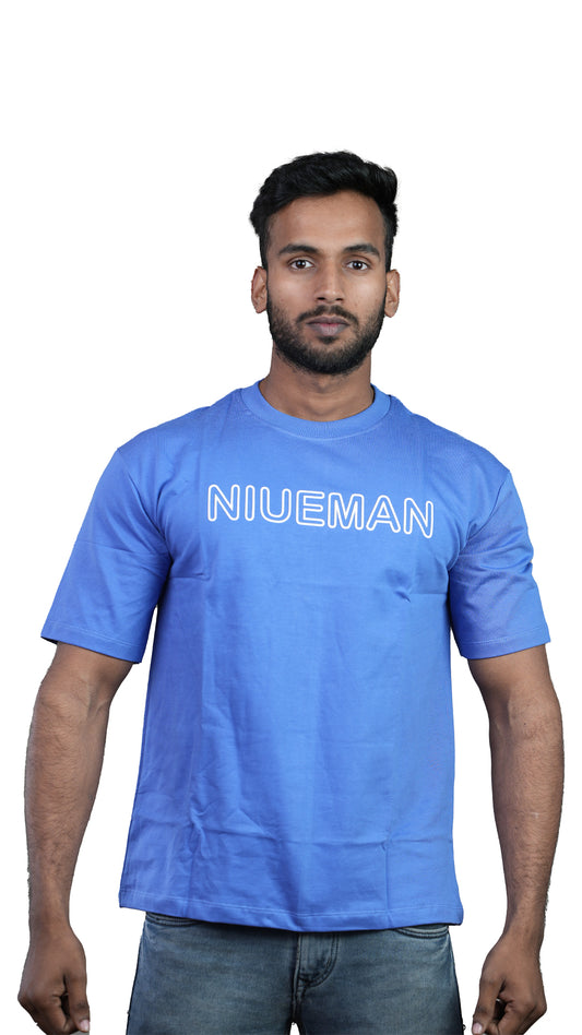 Blue NIUEMAN CLASSIC French Terry Drop Shoulder T-Shirt