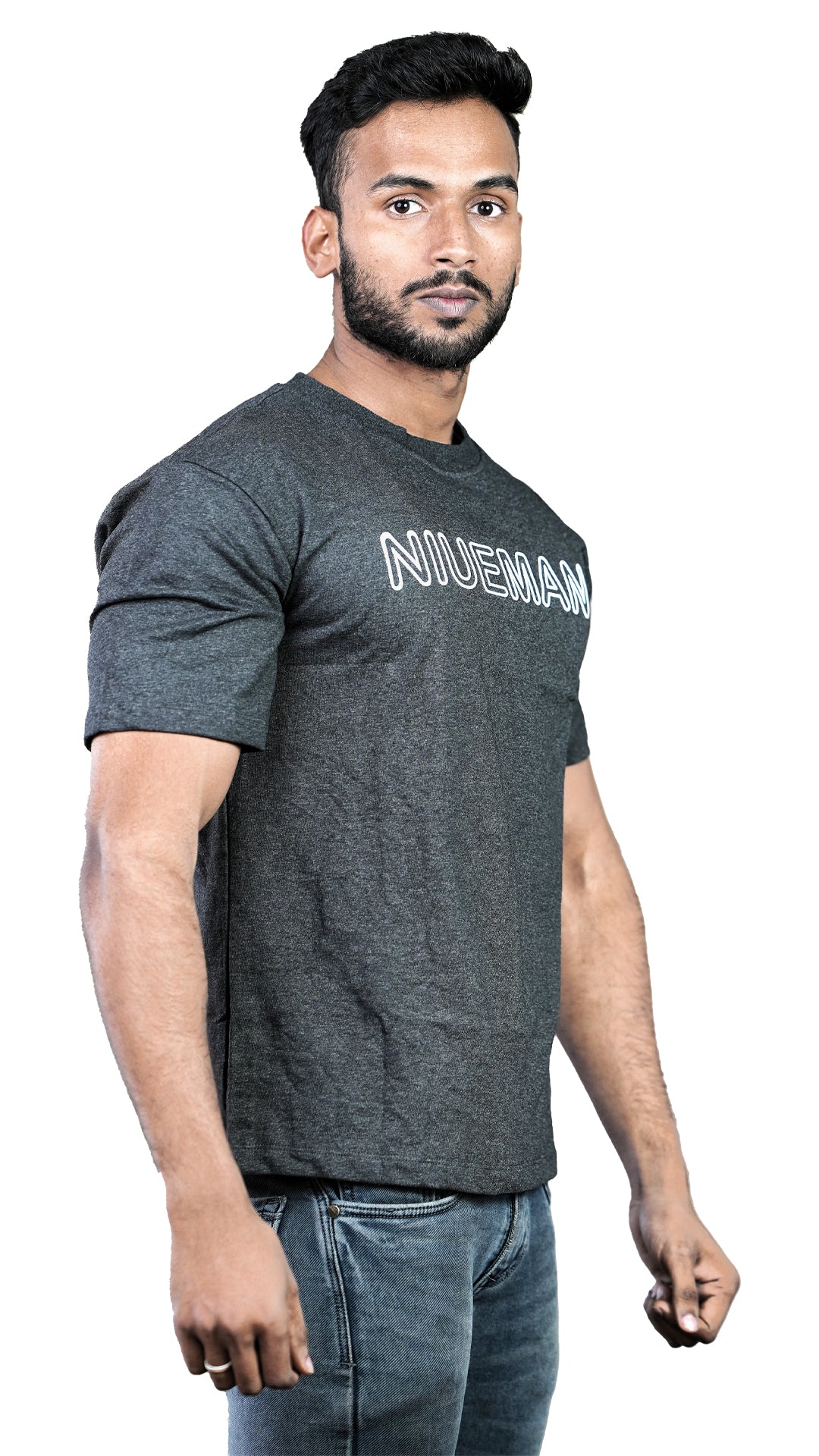 Charcoal NIUEMAN CLASSIC French Terry Drop Shoulder T-Shirt