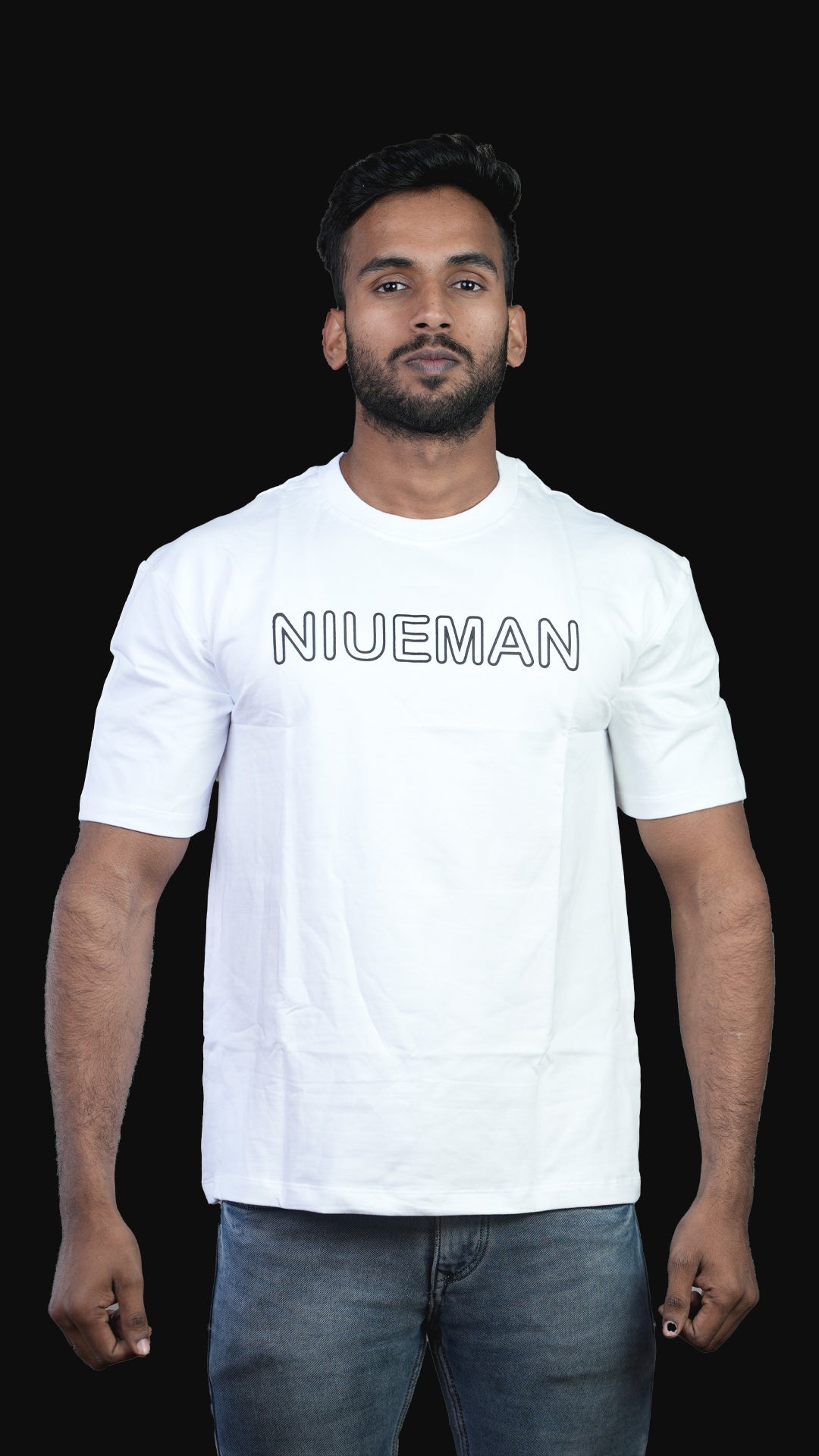 White NIUEMAN CLASSIC French Terry Drop Shoulder T-Shirt