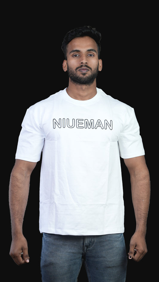 White NIUEMAN CLASSIC French Terry Drop Shoulder T-Shirt