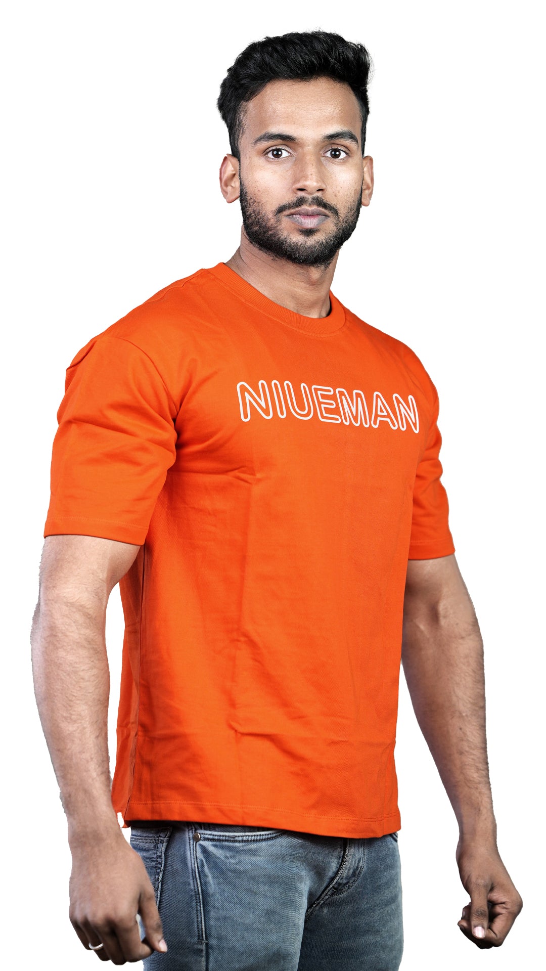 Orange NIUEMAN CLASSIC French Terry Drop Shoulder T-Shirt