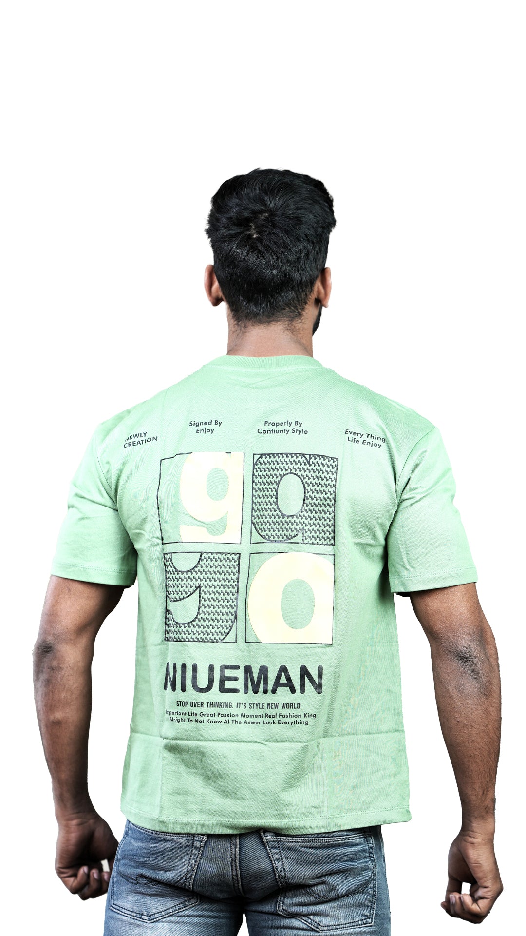 Apple Green NIUEMAN NO 7 French Terry Drop Shoulder T-Shirt