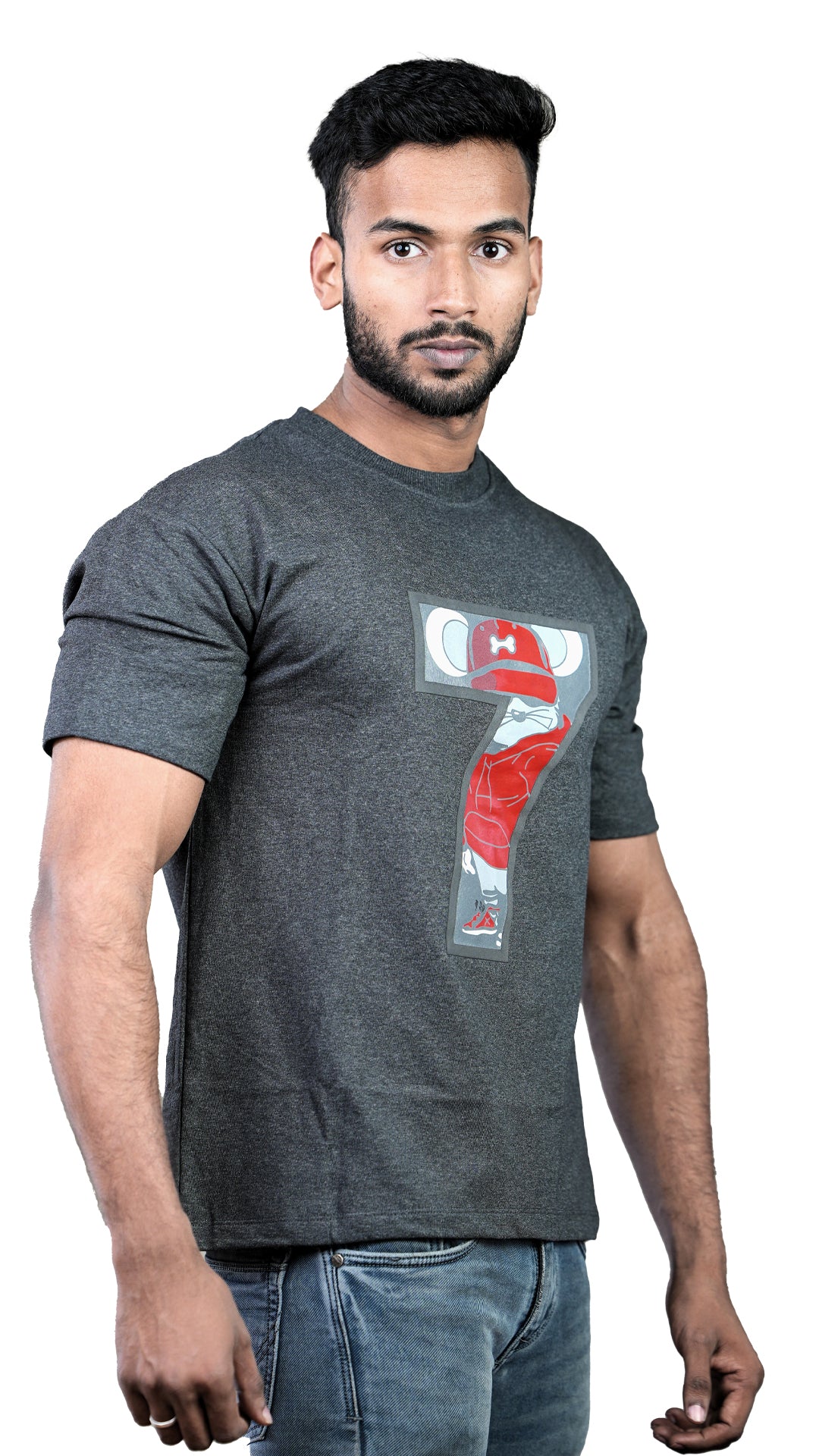 CharCoal NIUEMAN NO 7 French Terry Drop Shoulder T-Shirt