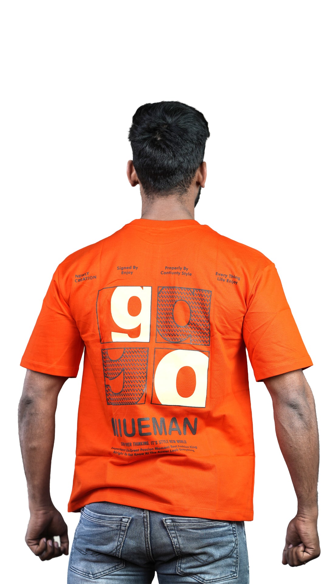 Orange NIUEMAN NO 7 French Terry Drop Shoulder T-Shirt